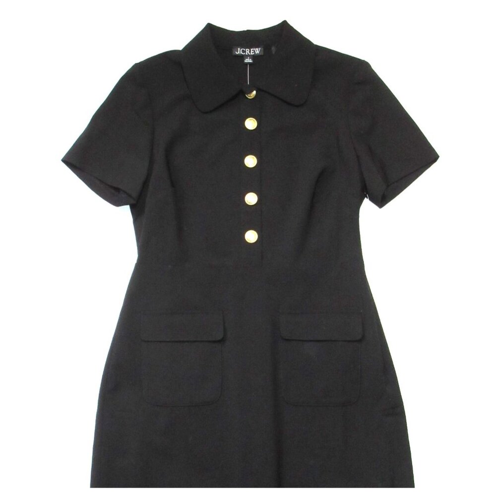 NWT J.Crew Collared Sheath in Black Bi-stretch Wool Blend Dress 6 $298 - Picture 6 of 10